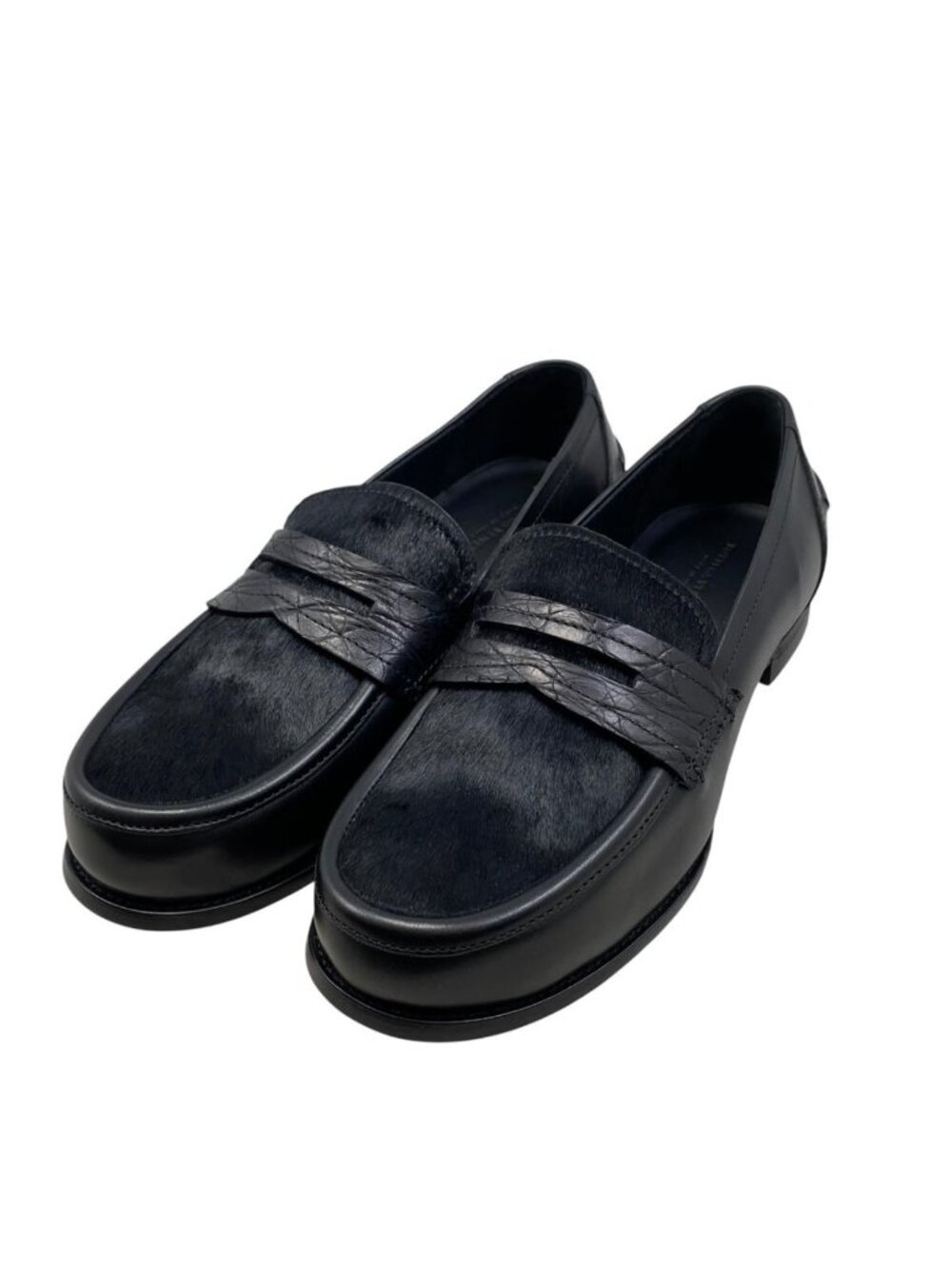 Bottega Veneta Shoes Calf Hair Leather Coin Loafers Pony Black
